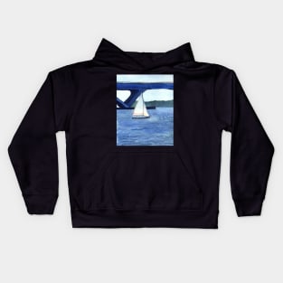 "Off to a journey" Sailboat Watercolor Painting Kids Hoodie